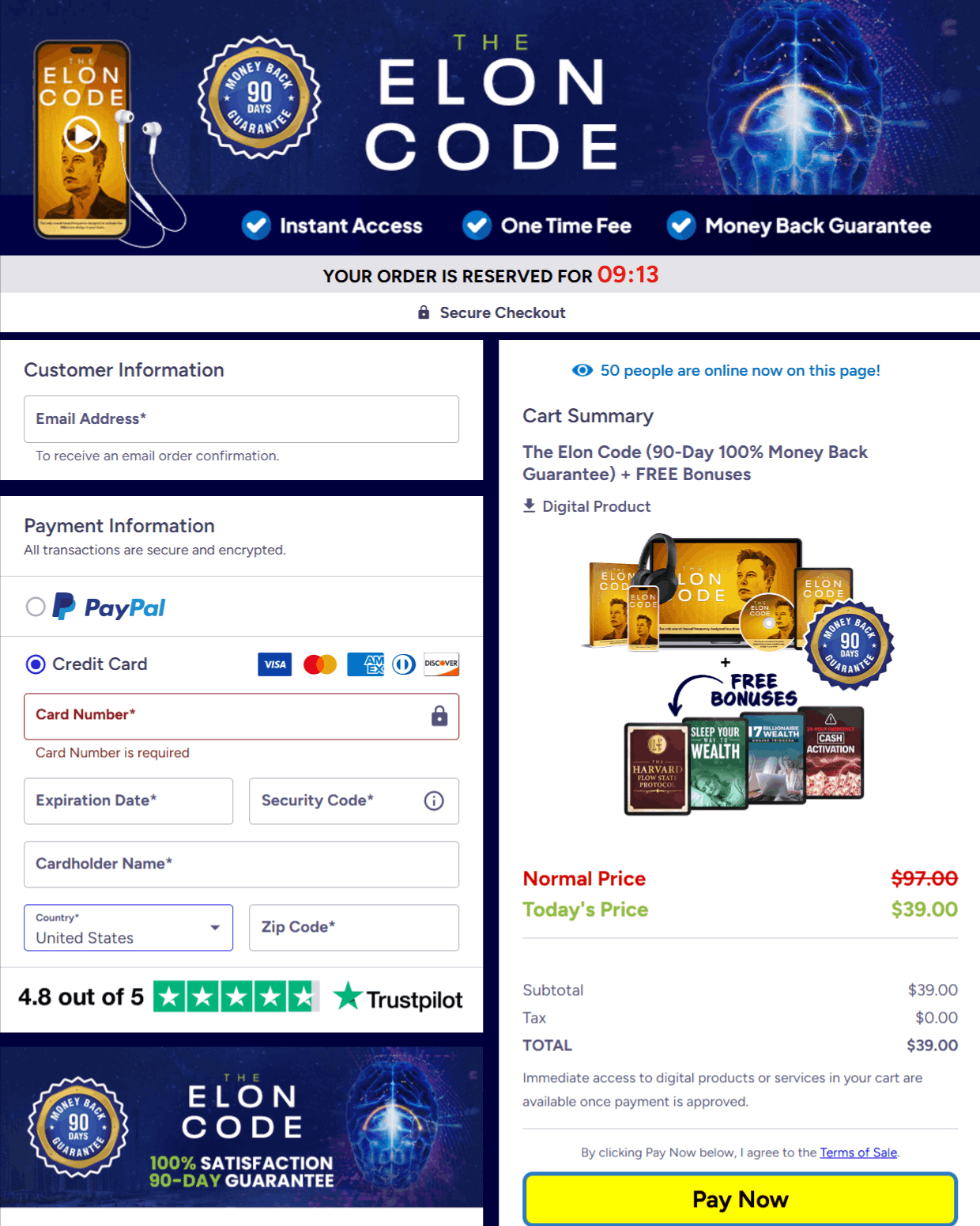 Checkout page 